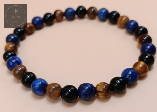 Bransoletka handmade z lapis lazuli, onyksu i tygrysiego oka - kamienie naturalne