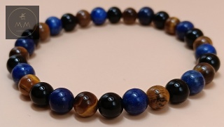 Bransoletka handmade z lapis lazuli, onyksu i tygrysiego oka - kamienie naturalne