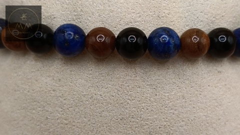 Bransoletka handmade z lapis lazuli, onyksu i tygrysiego oka - kamienie naturalne