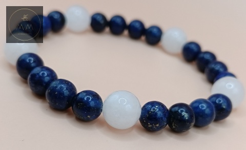 Bransoletka z kamieni naturalnych - lapis lazuli i jadeit mashan - handmade