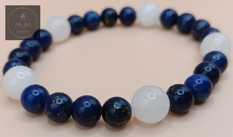 Bransoletka z kamieni naturalnych - lapis lazuli i jadeit mashan - handmade