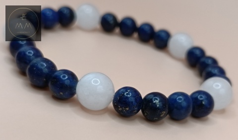 Bransoletka z kamieni naturalnych - lapis lazuli i jadeit mashan - handmade