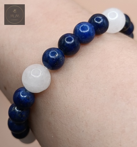 Bransoletka z kamieni naturalnych - lapis lazuli i jadeit mashan - handmade
