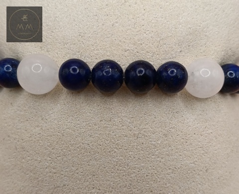 Bransoletka z kamieni naturalnych - lapis lazuli i jadeit mashan - handmade