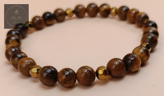 Bransoletka z kamieni naturalnych - tygrysie oko i hematyt - handmade