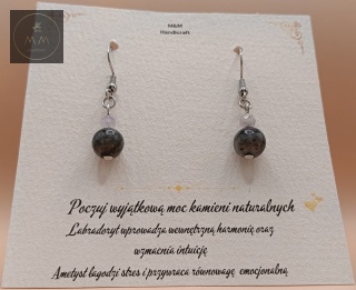 Kolczyki z kamieni naturalnych - ametyst i labradoryt