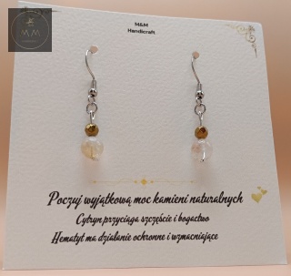Kolczyki z kamieni naturalnych - hematyt i cytryn