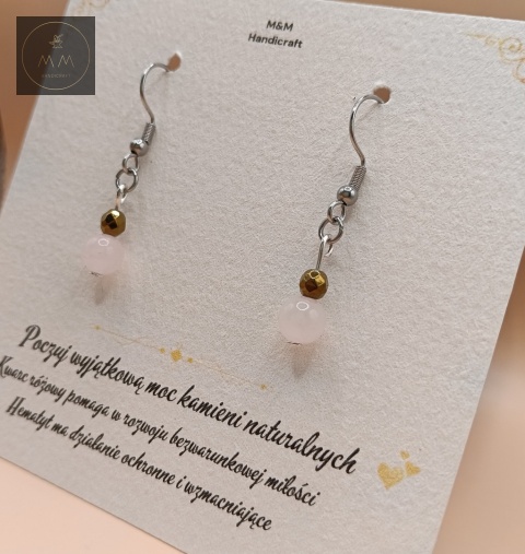 kolczyki-z-kamieni-naturalnych-hematyt-i-kwarc-różowy-bigle-stal-chirurgiczna-handmade-bok-prawy