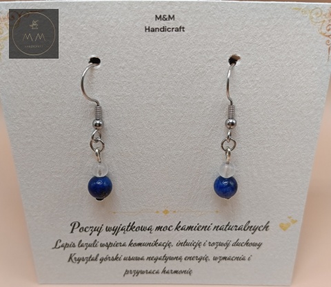kolczyki-z-kamieni-naturalnych-kryształ-górski-i-lapis-lazuli-bigle-stal-chirurgiczna-handmade-zbliżenie-na-kamienie