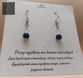 Kolczyki z kamieni naturalnych - lapis lazuli i kryształ górski