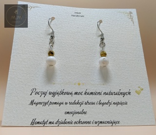 Kolczyki z kamieni naturalnych - magnezyt i hematyt