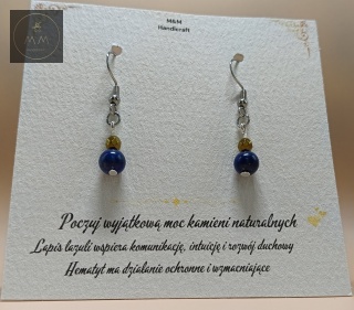 Kolczyki z kamieni naturalnych - hematyt i lapis lazuli