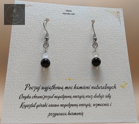 kolczyki-z-kamieni-naturalnych-kryształ-górski-i-onyks-bigle-stal-chirurgiczna-handmade
