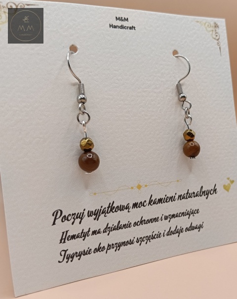Zestaw biżuterii z kamieni naturalnych – tygrysie oko i hematyt