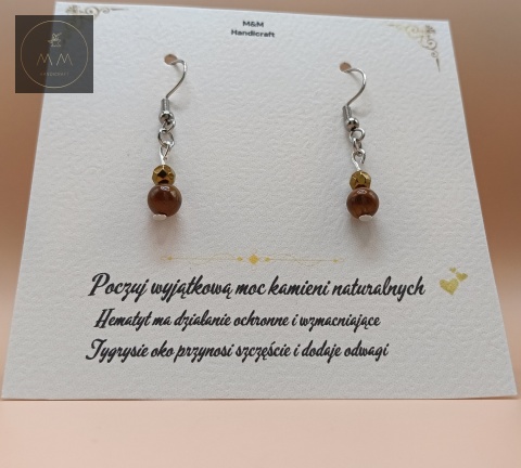 Zestaw biżuterii z kamieni naturalnych – tygrysie oko i hematyt