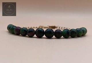 Bransoletka LUNA z zoisytu z rubinem - biżuteria handmade