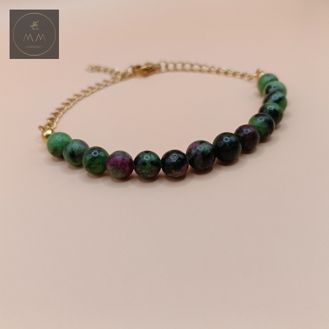 bransoletka-LUNA-kamienie-naturalne-zoisyt-z-rubinem-stal-chirurgiczna-handmade
