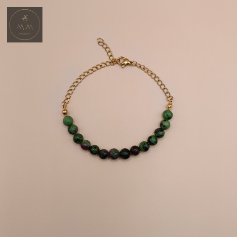 bransoletka-LUNA-kamienie-naturalne-zoisyt-z-rubinem-stal-chirurgiczna-handmade-rzut-z-góry