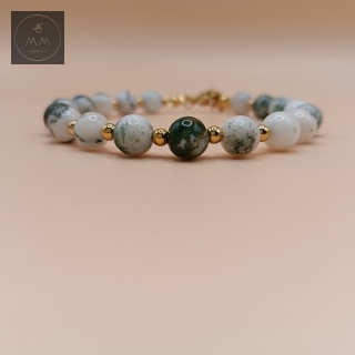 Bransoletka TERRA z agatu mszystego 6 mm - delikatna biżuteria handmade