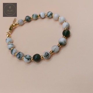 Bransoletka TERRA z agatu mszystego 6 mm - delikatna biżuteria handmade
