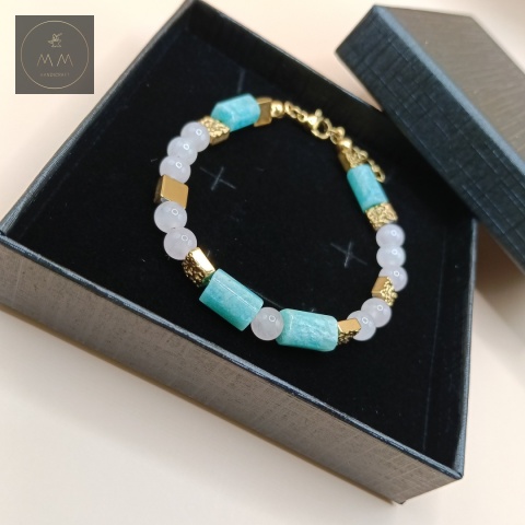 bransoletka-z-kamieni-naturalnych-kwarc-różowy-amazonit-zielony-i-hematyt-handmade-w-ozdobnym-pudełku