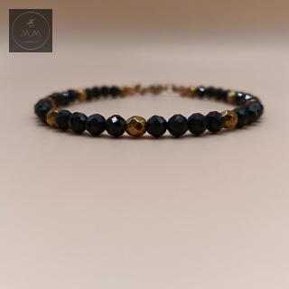 Bransoletka z czarnym turmalinem i hematytem - biżuteria handmade
