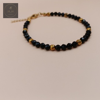 Bransoletka z czarnym turmalinem i hematytem - biżuteria handmade