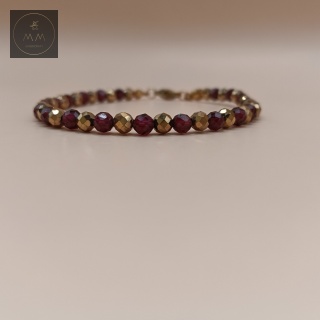 Bransoletka z granatu i złotego hematytu - biżuteria handmade z kamieni naturalnych