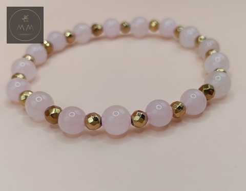 bransoletka-z-kamieni-naturalnych-kwarc-różowy-i-hematyt-handmade