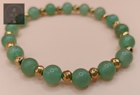 bransoletka-z-kamieni-naturalnych-awenturyn-zielony-i-hematyt-handmade-zbliżenie