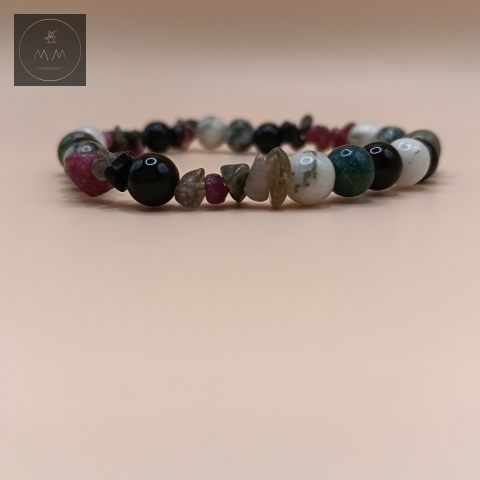 bransoletka-z-kamieni-naturalnych-agat-mszysty-biało-zielony-turmalin-kolorowy-onyks-handmade-zbliżenie-na-kamienie