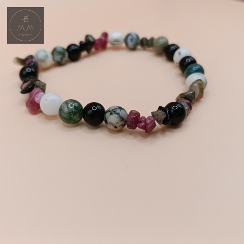 bransoletka-z-kamieni-naturalnych-agat-mszysty-biało-zielony-turmalin-kolorowy-onyks-handmade-zbliżenie
