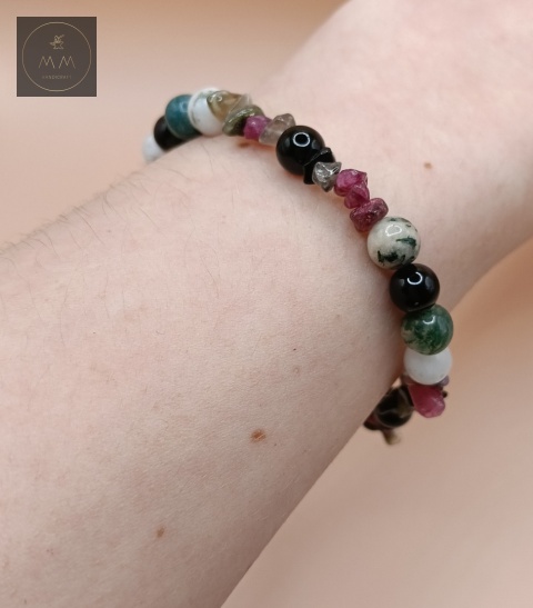 bransoletka-z-kamieni-naturalnych-agat-mszysty-biało-zielony-turmalin-kolorowy-onyks-handmade-na-nadgarstku
