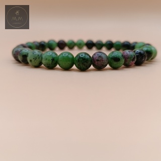 Bransoletka z zoisytu z rubinem - biżuteria handmade z kamieni naturalnych