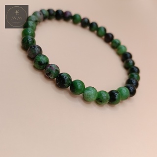 Bransoletka z zoisytu z rubinem - biżuteria handmade z kamieni naturalnych