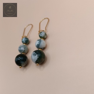 Kolczyki TERRA z agatu mszystego - biżuteria handmade