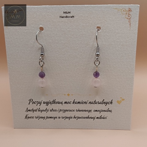 kolczyki-z-kamieni-naturalnych-ametyst-i-kwarc-różowy-handmade-zbliżenie-na-kamienie