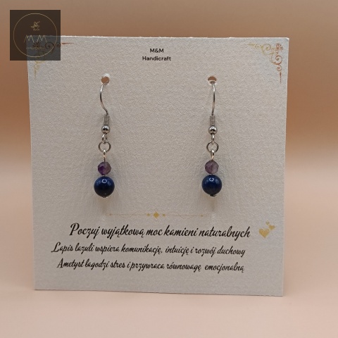 kolczyki-z-kamieni-naturalnych-ametyst-i-lapis-lazuli-handmade-zbliżenie-na-kamienie