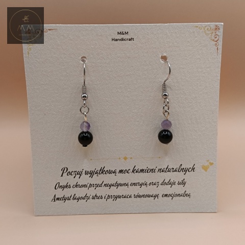kolczyki-z-kamieni-naturalnych-ametyst-fasetowany-i-onyks-handmade-zbliżenie-na-kamienie