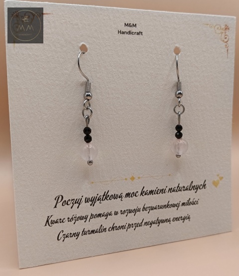 kolczyki-z-kamieni-naturalnych-czarny-turmalin-i-kwarc-różowy-bigle-stal-chirurgiczna-handmade-bok