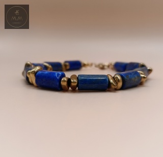 Luksusowa bransoletka z lapis lazuli i hematytu - biżuteria handmade