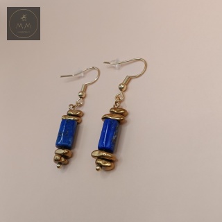 Luksusowe kolczyki z lapis lazuli i hematytu - biżuteria handmade z kamieni naturalnych