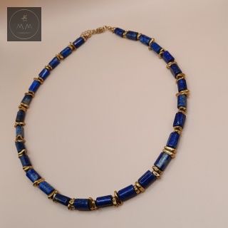 Luksusowy naszyjnik z lapis lazuli i hematytu - biżuteria handmade z kamieni naturalnych