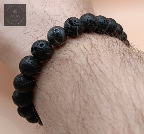 męska-bransoletka-z-kamieni-naturalnych-lawa-wulkaniczna-i-labradoryt-handmade-na-nadgarstku