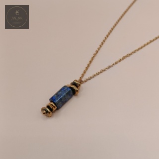 Minimalistyczny naszyjnik z lapis lazuli i hematytu - biżuteria handmade