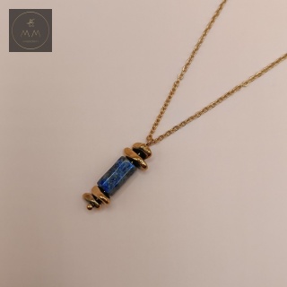Minimalistyczny naszyjnik z lapis lazuli i hematytu - biżuteria handmade