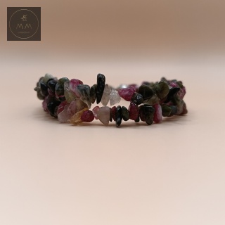 Podwójna bransoletka z turmalinu multicolor - biżuteria handmade z kamieni naturalnych