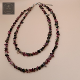 Podwójny naszyjnik z turmalinu naturalnego - biżuteria handmade