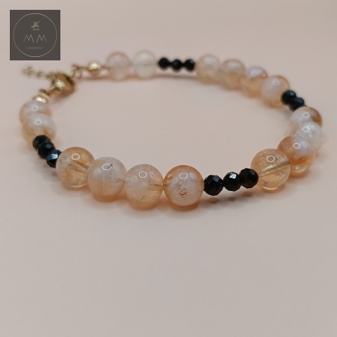 bransoletka-z-cytrynu-i-czarnego-turmalinu-handmade-zbliżenie-na-kamienie