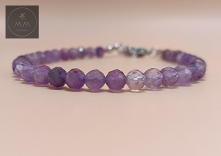 Zestaw biżuterii „Ukojenie” z ametystu fasetowanego - bransoletka i kolczyki handmade